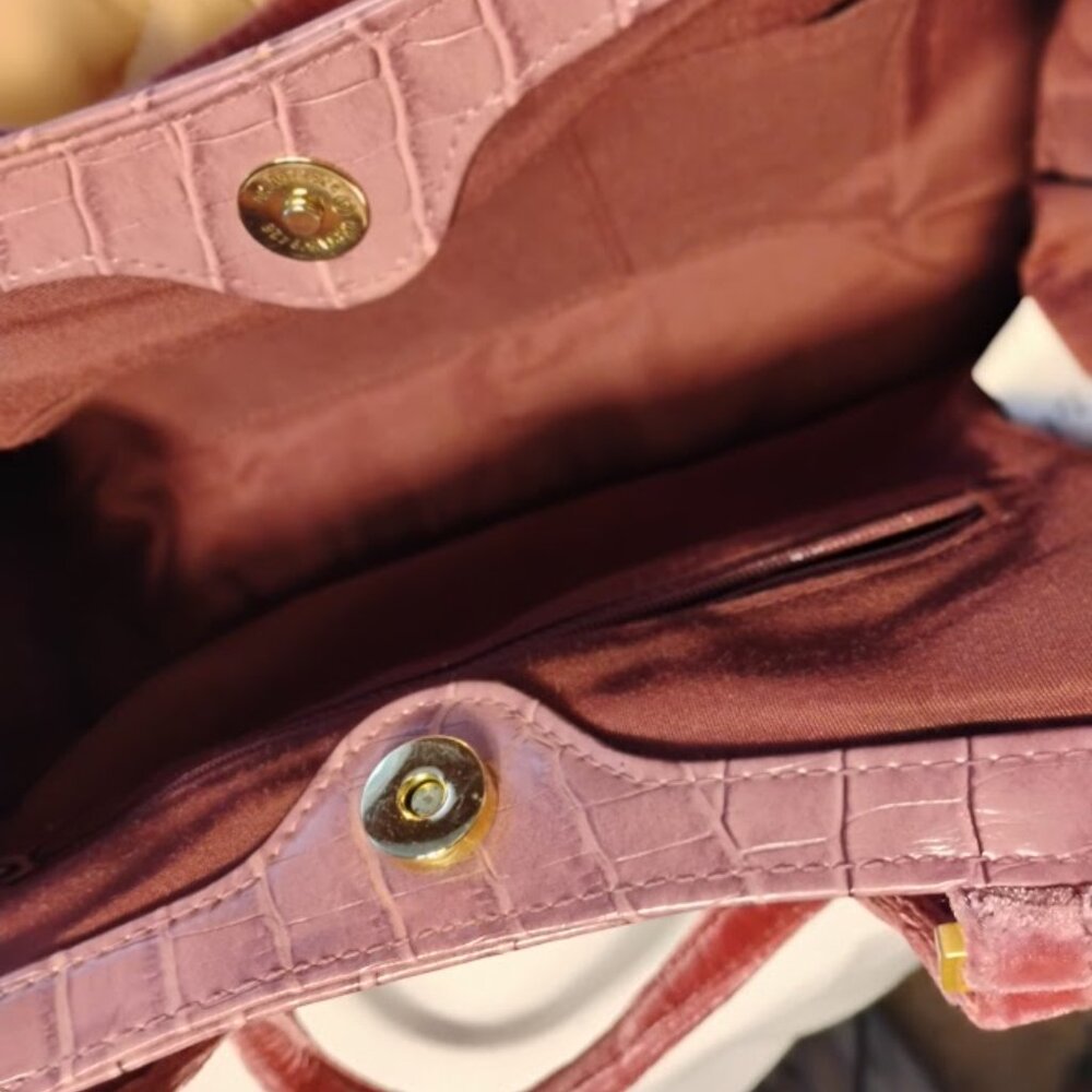 Patchwork Tweed Mini Handbag – Velvet Bow Purse – Vintage Inspired Top Handle - Picture 4 of 6